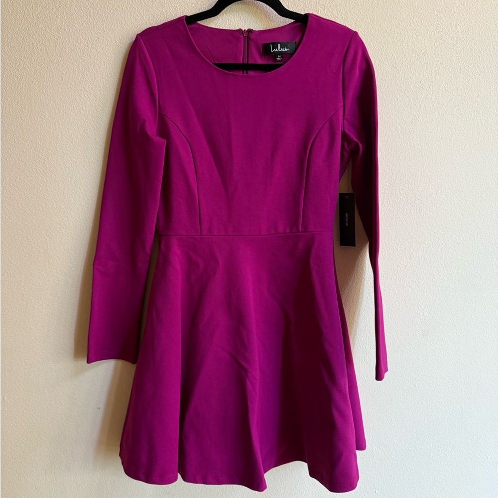 NWT Lulu's Women's Magenta Pink Long Sleeve Dress